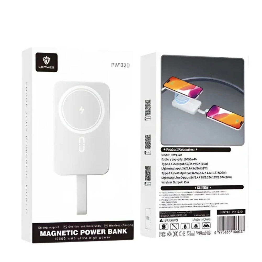 LENYES 10000mAh Magnetic Wireless Power Bank PW132D