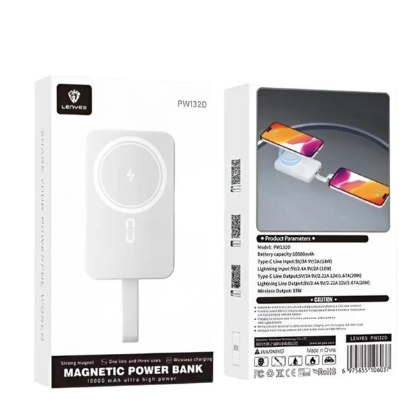 LENYES 10000mAh Magnetic Wireless Power Bank PW132D
