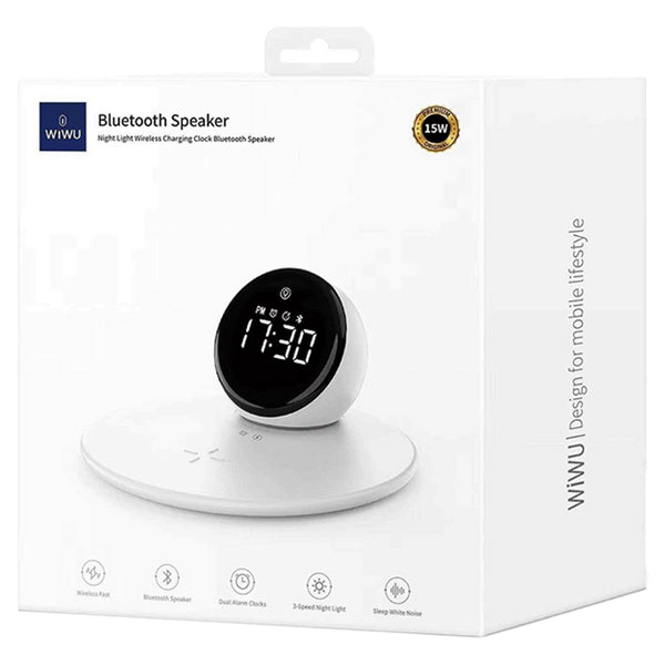 WiWU Night Light Wireless Charging Clock and Bluetooth Speaker Wi-W017