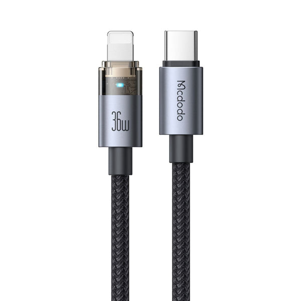 MCDODO CA-6940 36W USB-C to Lightning Transparent Cable with Charging Light 1.2m