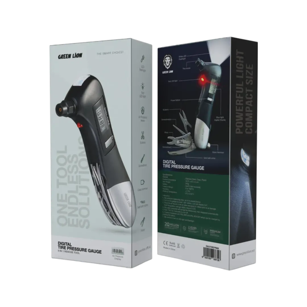 Green Lion Digital Tire Pressure Gauge 9 In 1 Rescue Tool