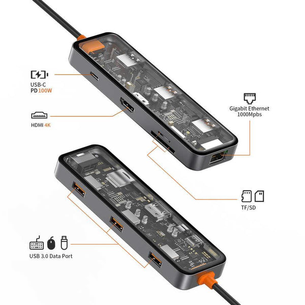 WIWU Cyber 8 in 1 Type-C Hub 100W