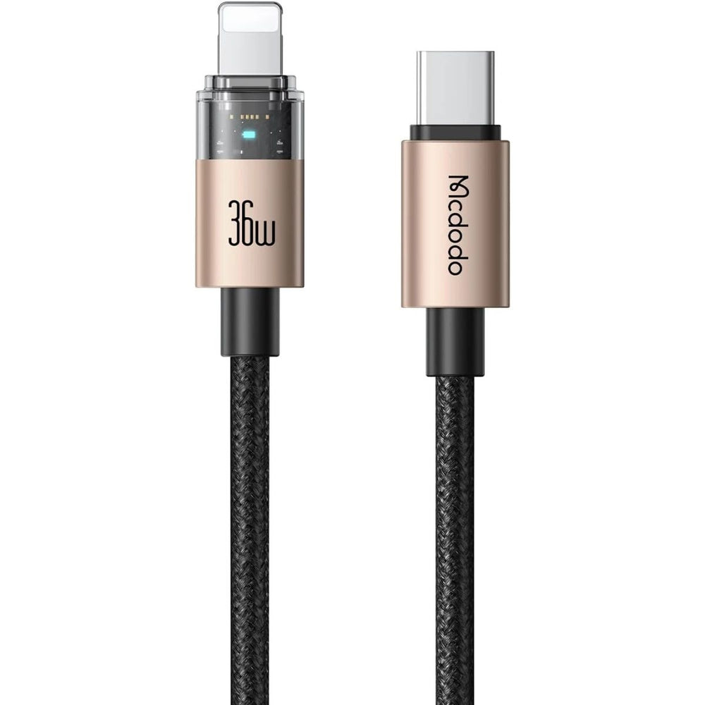 MCDODO CA-6941 36W USB-C to Lightning Transparent Cable with Charging Light 1.2m