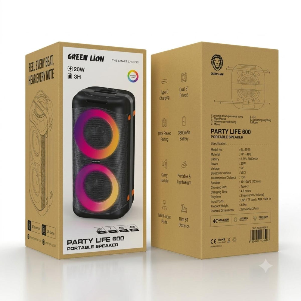 Green Lion Party Life 600 Portable Wireless Speaker