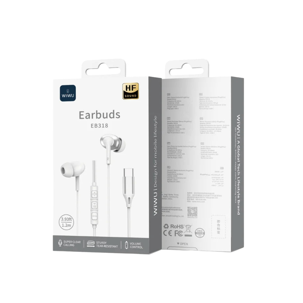 WIWU Type-C Stereo Wired Earbuds EB318