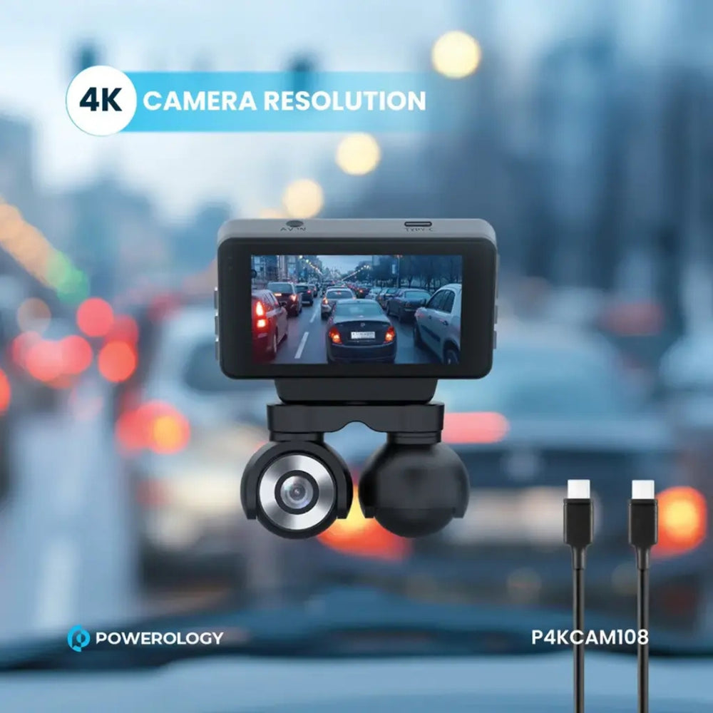 Powerology 3" Touch Screen 4K Dash Camera