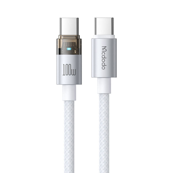 MCDODO CA-5580 100W USB-C to USB-C Transparent Cable with Charging Light 1.2m
