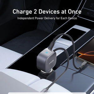 ANKER Nano Car Charger (75W, USB-C Port, Built-In USB-C Cable) A2738HA1