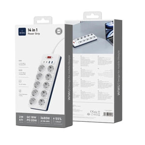 WiWU Wi-S008 PS1042 20W GaN 14 in 1 High Capacity Power Strip