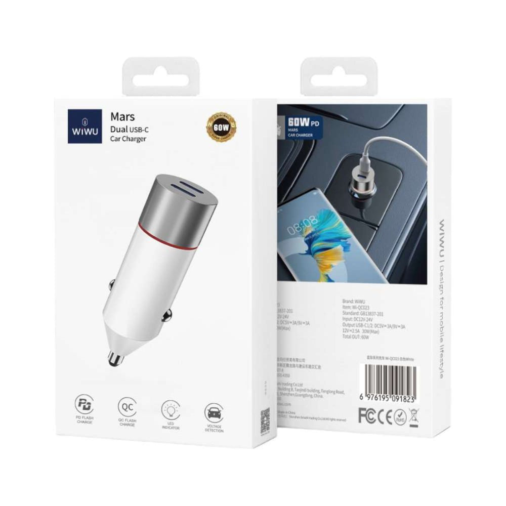 WIWU Star Series 60W Dual PD Quick Charge Car Charger Wi-QC023