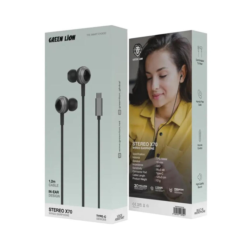 Green Lion Stereo X70 Wired Earphone 1.2m Type C