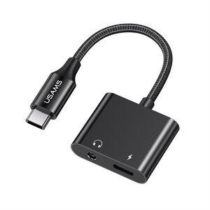 USAMS US-SJ598 AU15 Type-C to 3.5DC Audio Adapter With PD 60W Charging Port