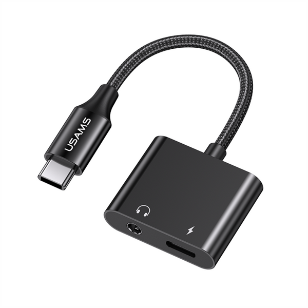 USAMS US-SJ598 AU15 Type-C to 3.5DC Audio Adapter With PD 60W Charging Port