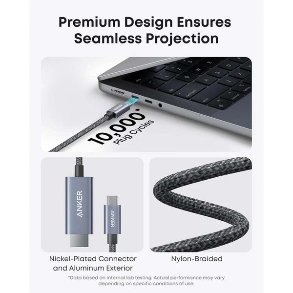 ANKER Nano USB-C to HDMI Cable (6 ft, 4K, Braided) A87E0H12