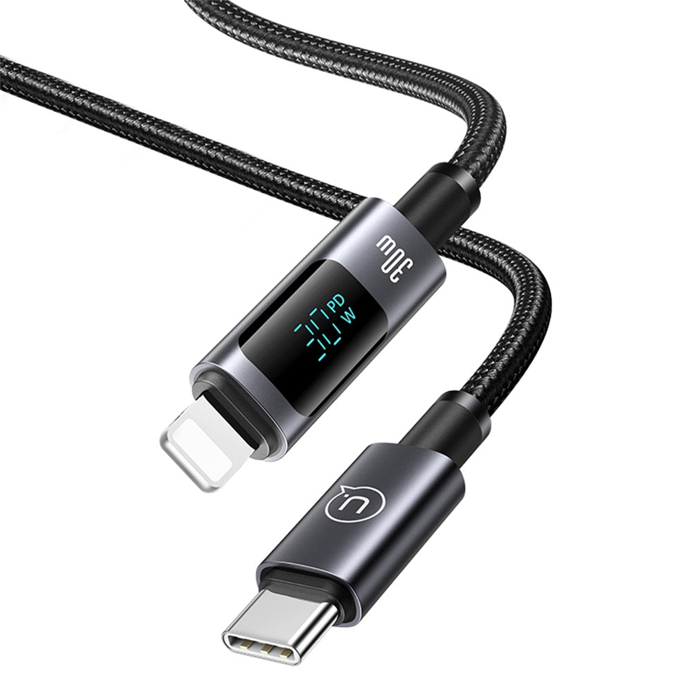 USAMS US-SJ672 Type-C To Lightning 30W Aluminum Alloy Digital Display Fast Charging & Data Cable-Sufeng Series 1.2m