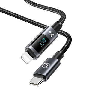 USAMS US-SJ672 Type-C To Lightning 30W Aluminum Alloy Digital Display Fast Charging & Data Cable-Sufeng Series 1.2m