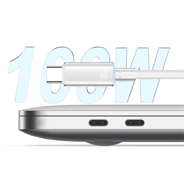 USAMS US-SJ660 Type-C To Type-C PD100W Fast Charging Transparent Data Cable With Light--Cloud Series 1.2M