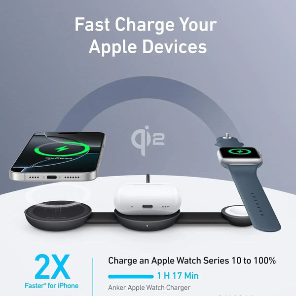 ANKER MagGo MagSafe Compatible 3-in-1 Charger, Qi2 Certified B25M8H11