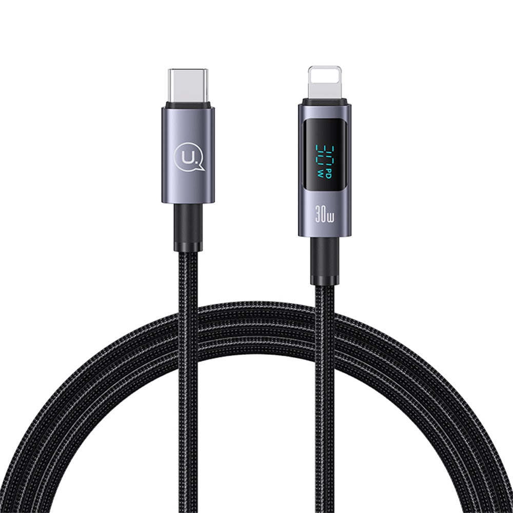 USAMS US-SJ672 Type-C To Lightning 30W Aluminum Alloy Digital Display Fast Charging & Data Cable-Sufeng Series 1.2m