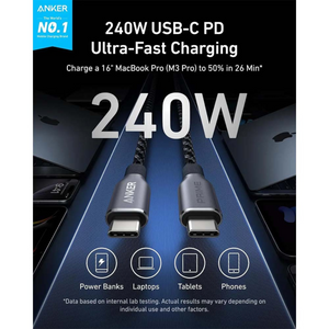 ANKER Prime USB-C to USB-C Cable 3ft, 240W A88E2011