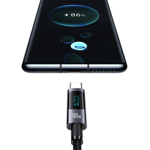 USAMS US-SJ671 Type-C To Type-C 100W Aluminum Alloy Digital Display Fast Charging & Data Cable -Sufeng Series 1.2m