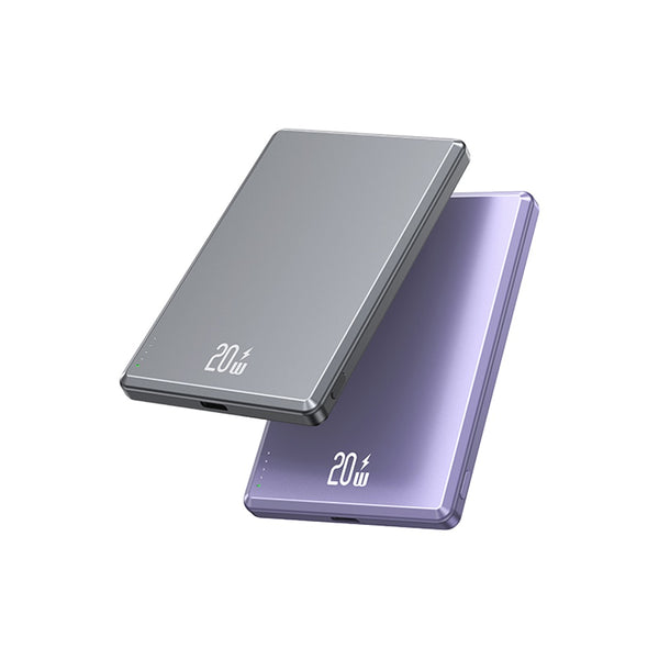 USAMS US-CD220 PD20W Ultra-thin Aluminum Alloy Magnetic Wireless Fast Charging Power Bank 5000mAh