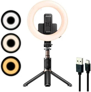 Yesido SF12 Selfie Stick with 9" Ring Light