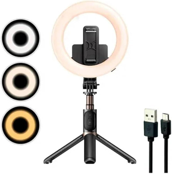 Yesido SF12 Selfie Stick with 9" Ring Light