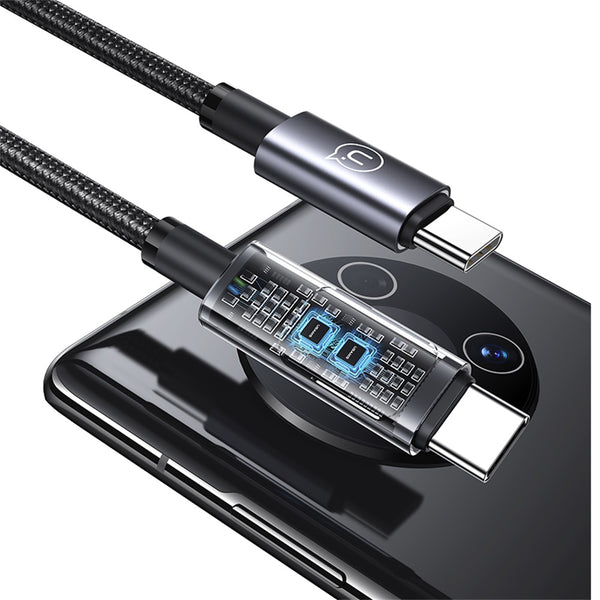 USAMS US-SJ671 Type-C To Type-C 100W Aluminum Alloy Digital Display Fast Charging & Data Cable -Sufeng Series 1.2m