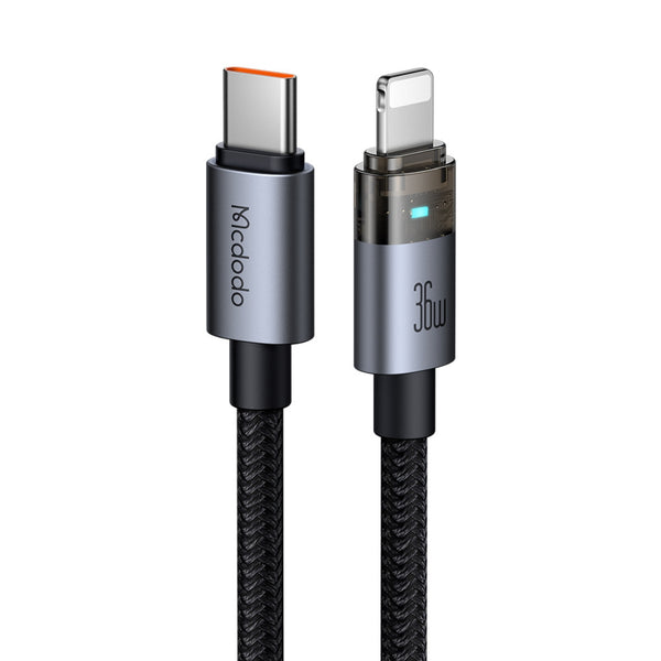MCDODO CA-5580 Transparent Cable with Charging Light 1.2m