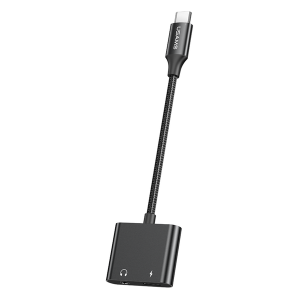 USAMS US-SJ598 AU15 Type-C to 3.5DC Audio Adapter With PD 60W Charging Port