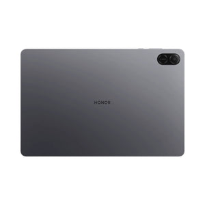 Back view of a gray Honor tablet on a white background