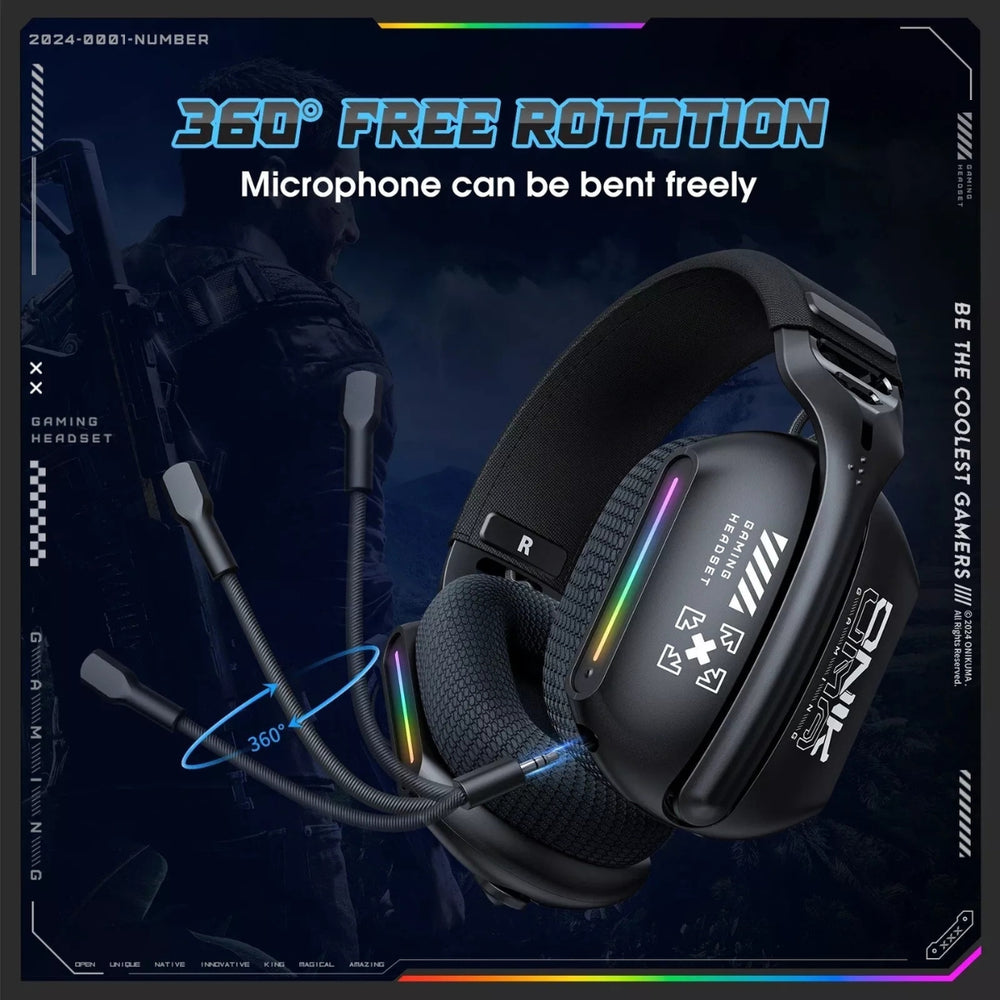 ONIKUMA GT808 Tri-mode Gaming Headset RGB Lighting