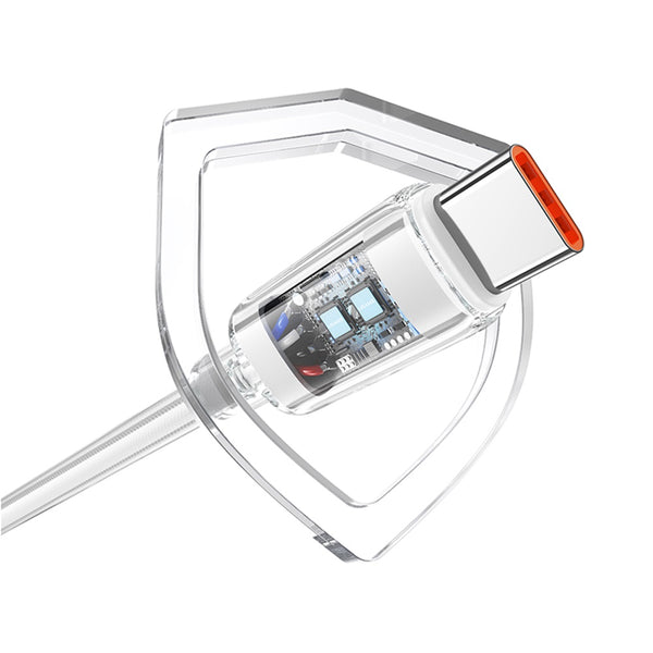 USAMS US-SJ660 Type-C To Type-C PD100W Fast Charging Transparent Data Cable With Light--Cloud Series 1.2M