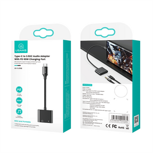 USAMS US-SJ598 AU15 Type-C to 3.5DC Audio Adapter With PD 60W Charging Port