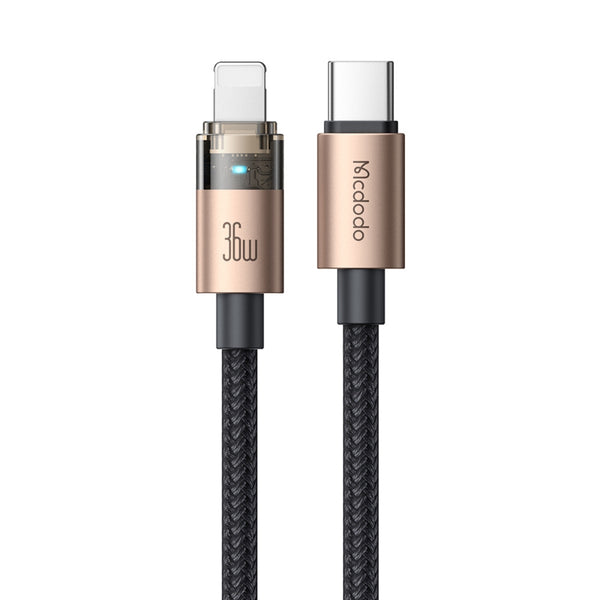 MCDODO CA-5580 Transparent Cable with Charging Light 1.2m