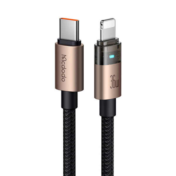 MCDODO CA-5580 Transparent Cable with Charging Light 1.2m