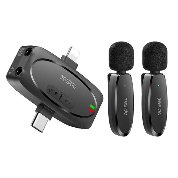 Yesido KR15 Lightning & Type-c 2 in 1 Transmit Port 2 Wireless Microphone