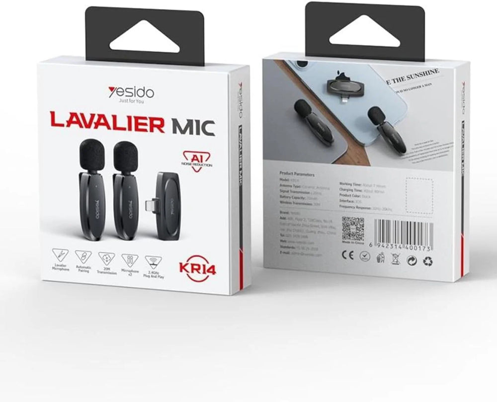 Yesido KR14 Low-latency Wireless Lavalier Dual Microphone Receiver