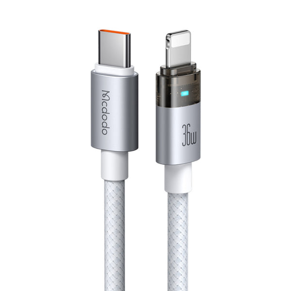 MCDODO CA-5580 Transparent Cable with Charging Light 1.2m