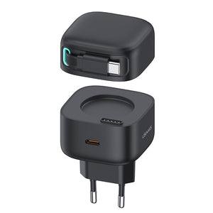 USAMS US-CC202 PD35W Dual 2C Output GaN Fast Charger With Type-C Magnetic Retractable Cable Module