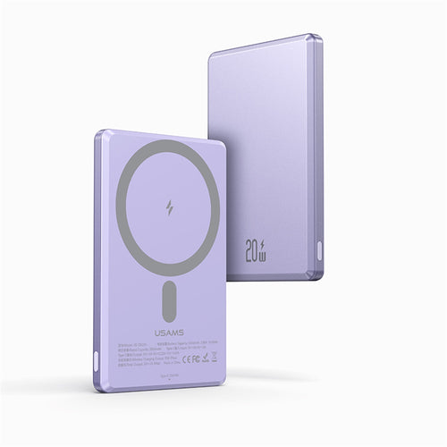 USAMS US-CD220 PD20W Ultra-thin Aluminum Alloy Magnetic Wireless Fast Charging Power Bank 5000mAh