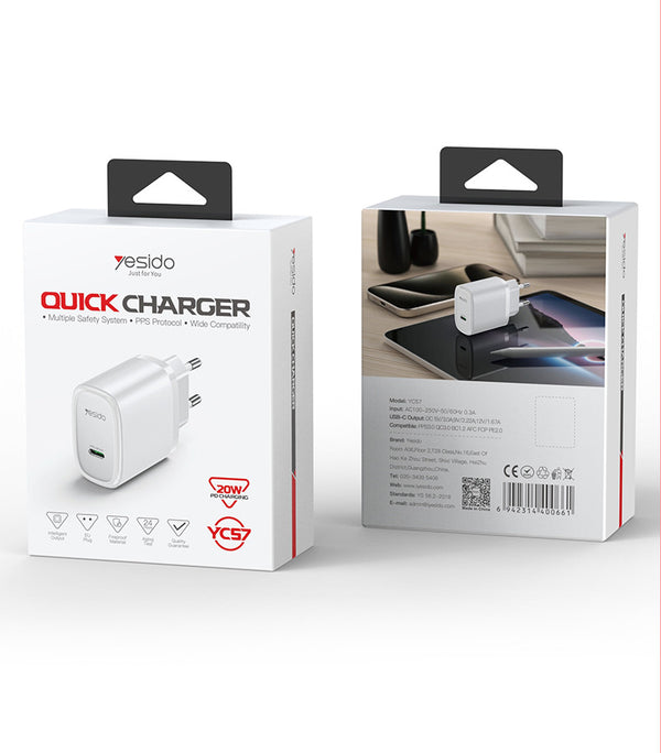YC57 20W Fast Charging Mini Compact EU Charger