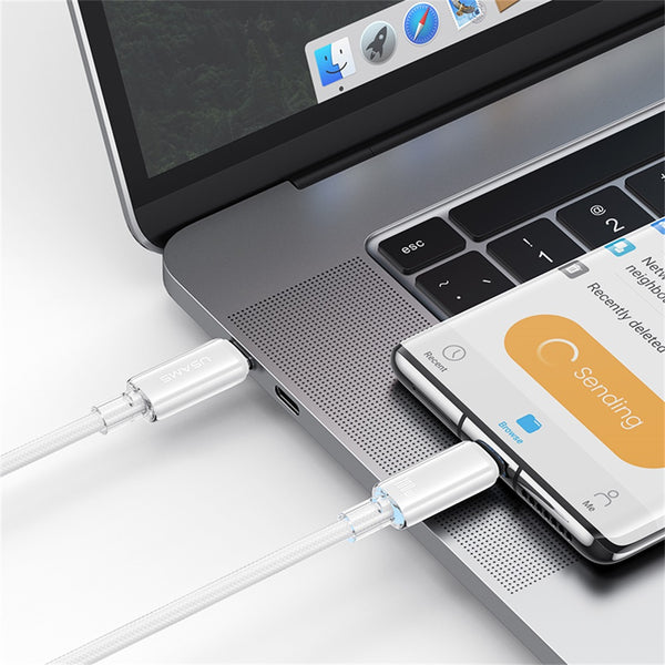 USAMS US-SJ660 Type-C To Type-C PD100W Fast Charging Transparent Data Cable With Light--Cloud Series 1.2M