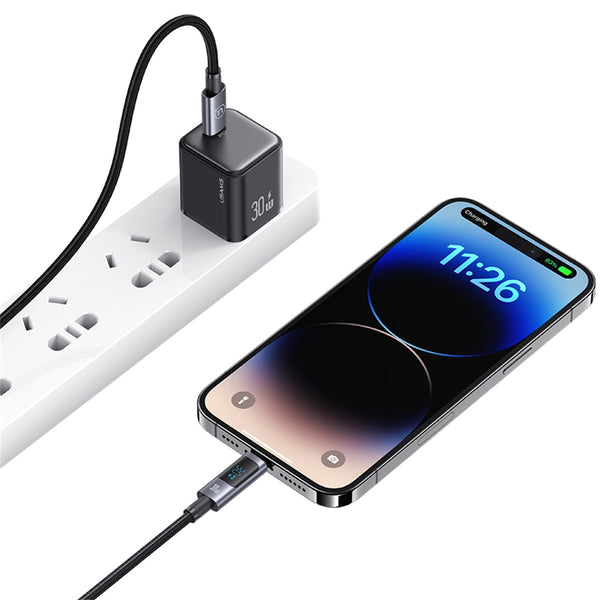 USAMS US-SJ672 Type-C To Lightning 30W Aluminum Alloy Digital Display Fast Charging & Data Cable-Sufeng Series 1.2m