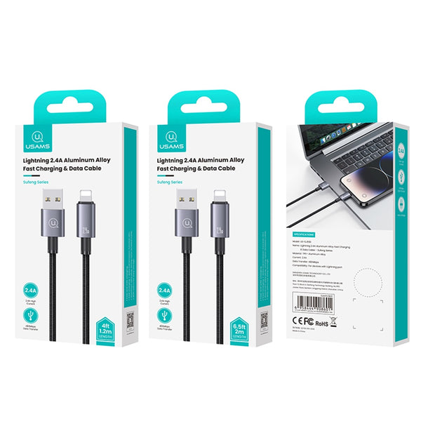 USAMS US-SJ667 Lightning 2.4A Aluminum Alloy Fast Charging & Data Cable-Sufeng Series 1.2M