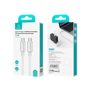 USAMS US-SJ660 Type-C To Type-C PD100W Fast Charging Transparent Data Cable With Light--Cloud Series 1.2M