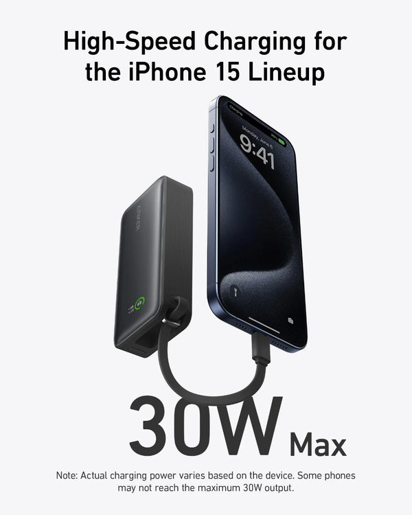 Anker Nano Power Bank (30W, Built-In USB-C Cable) 10000mAh