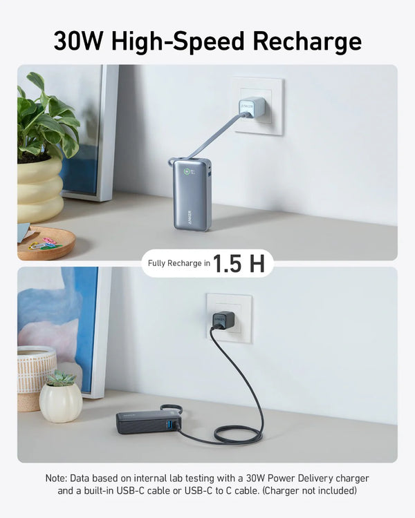 Anker Nano Power Bank (30W, Built-In USB-C Cable) 10000mAh