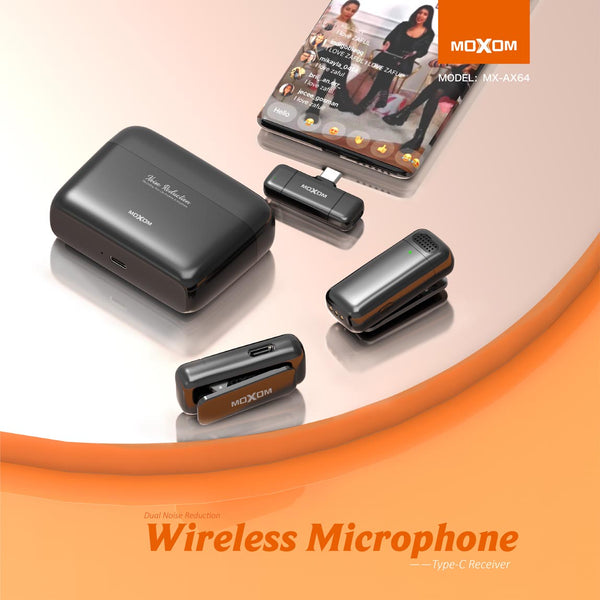 MOXOM MX-AX64 Dual Noise Reduction Wireless Microphone